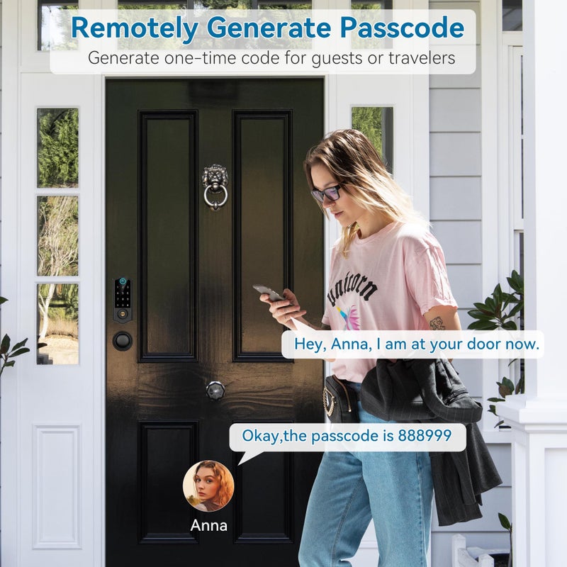 Harfo Fingerprint Smart Door Locks for Front Door with Handle Set  App Control  Keyless Entry Door Lock Keypad Deadbolt  Bluetooth Digital Electronic Touchscreen  Easy Install  Auto Lock  Black - Image 4